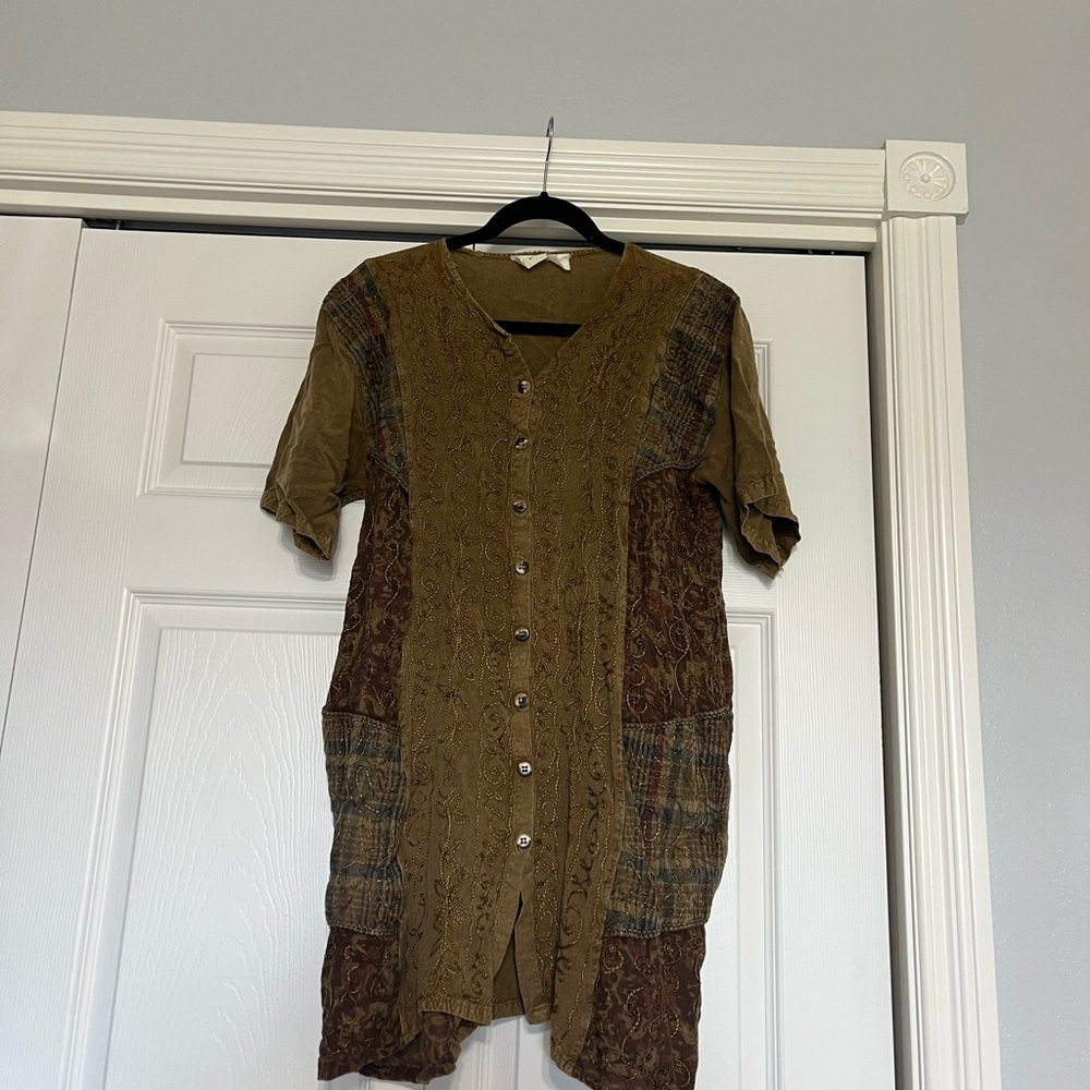 Patchwork Button-Down Dress - image 1